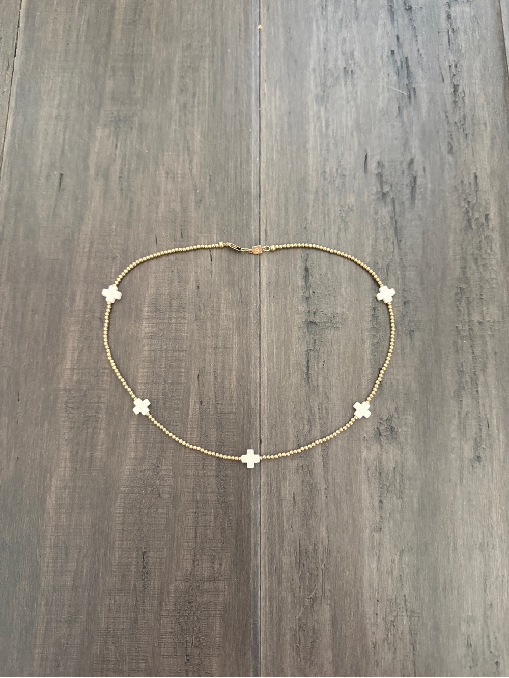 Enewton Signature Cross 2 mm Beaded Necklace - Gold/White